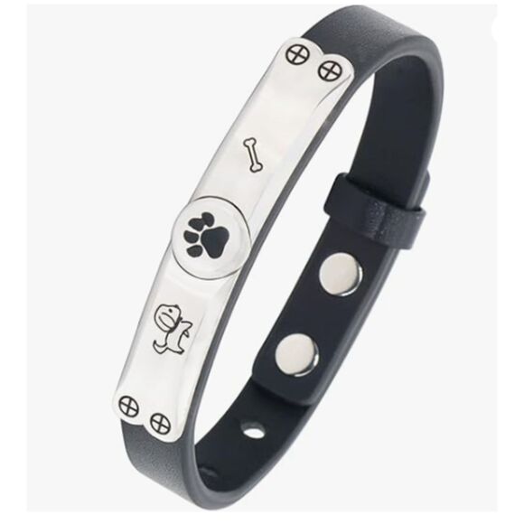 Genuine Leather Dog Paw Bracelet Men Women - Picture 3 of 5